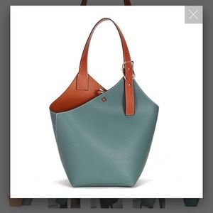 Beautiful steel blue leather bag and pouch.